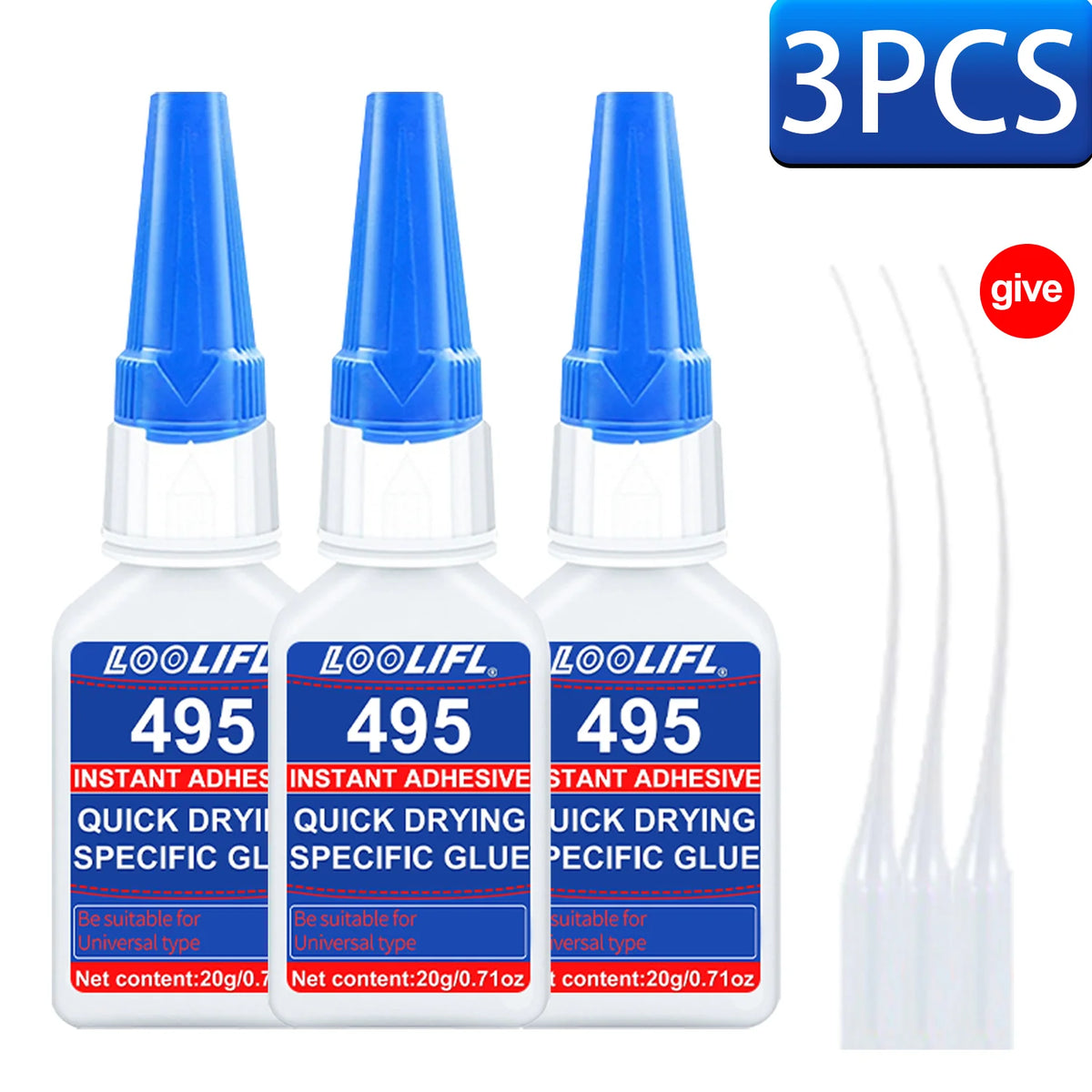 7-Piece LOOLIFL 495 Super Glue Set - Fast-Drying Transparent Cyanoacrylate Adhesive for Strong, Long-Lasting Plastic Bonding