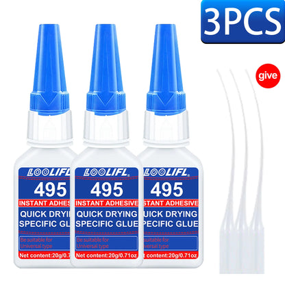 7-Piece LOOLIFL 495 Super Glue Set - Fast-Drying Transparent Cyanoacrylate Adhesive for Strong, Long-Lasting Plastic Bonding