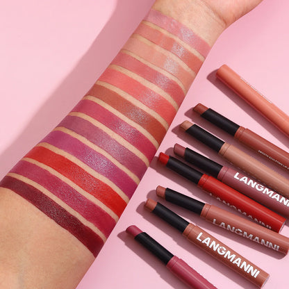 12-Color Matte Lipstick Pencil – Waterproof, Long-Lasting Non-Stick Lip Stain Tint Nude Makeup Pen