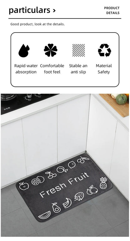 Multi-Purpose Sponge Water Absorption Mat — Anti-Skid, Moisture-Absorbing, Machine-Washable Carpet for Kitchen & Bathroom