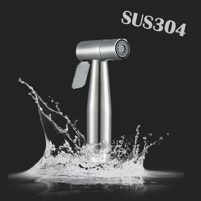 Baokemo Stainless Steel Toilet Spray Gun - Portable Bathroom Cleaning & High-Pressure Flushing Booster for Outdoor Use