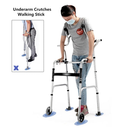 Elderly Rehabilitation Walker – Underarm Crutch Walking Stick Rollator with Aluminum Alloy Standing Frame for Disabled Mobility Support