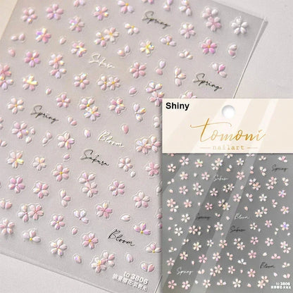 Floral Nail Art Stickers - White Rose Lily Daisy Peony Cherry Blossom & Magnolia Manicure Decals for DIY Nails