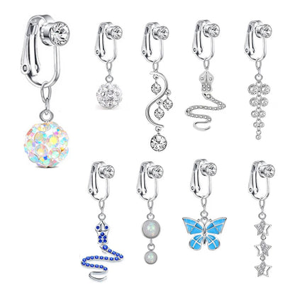 Faux Snake Belly Ring – Fake Clip-On Umbilical Navel Piercing, Belly Button & Cartilage Body Jewelry