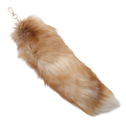 Plush Fox & Raccoon Tail Keychain – 28cm Furry Animal Tail Pompom Bag Charm & Keyring Pendant