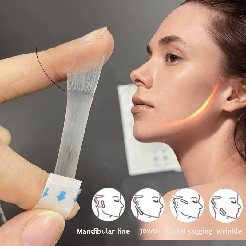 V-Lift Face Tape 10-30 Sheets - Invisible Breathable Makeup Adhesive for Facial Lifting & Chin Contouring