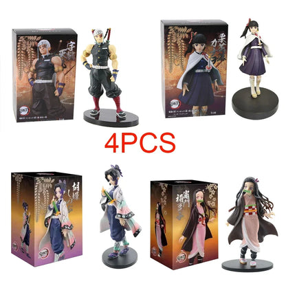 Anime Demon Slayer Kimetsu No Yaiba Action Figures – Tanjirou, Nezuko, Zenitsu & Inosuke PVC Model Toys
