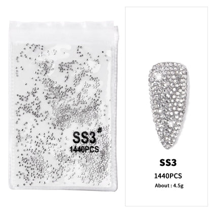 12-Grid 3D Glass AB Crystal Nail Art Rhinestones Kit – Flatback Round Beads with Tools for Nail Jewelry & Diamond Decoration