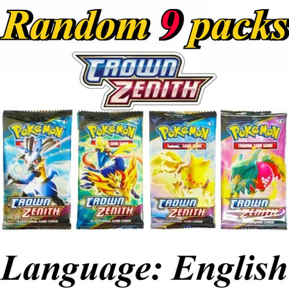 9 Pack Pokémon Trading Cards Set - English Booster Packs with Bright Stars, Prismatic Evolutions and Paldean Fates Gift Collection