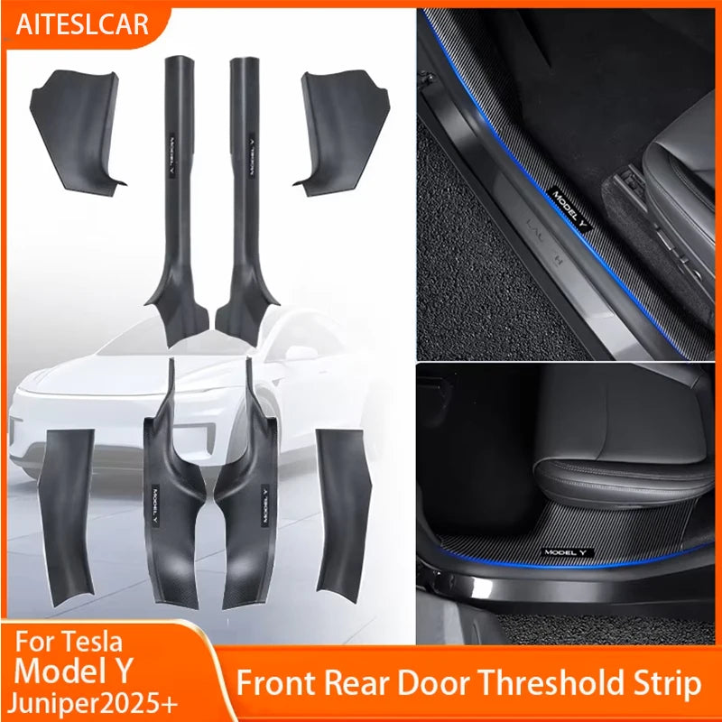 Tesla Model YL and Model Y Juniper 2025 Door Sill Guards – ABS Front and Rear Inner Threshold Protector Trim Plates