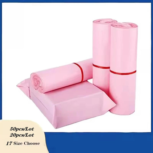 INPLUSTOP Pink Waterproof Mail Bags – Self-Adhesive Courier Packaging for Clothing & Shipping