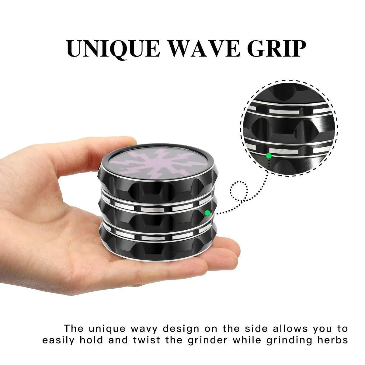 2.5-Inch Hand Crank Aluminum Grinder with Clear Top – 65mm Black & Green Herb Grinder Gift