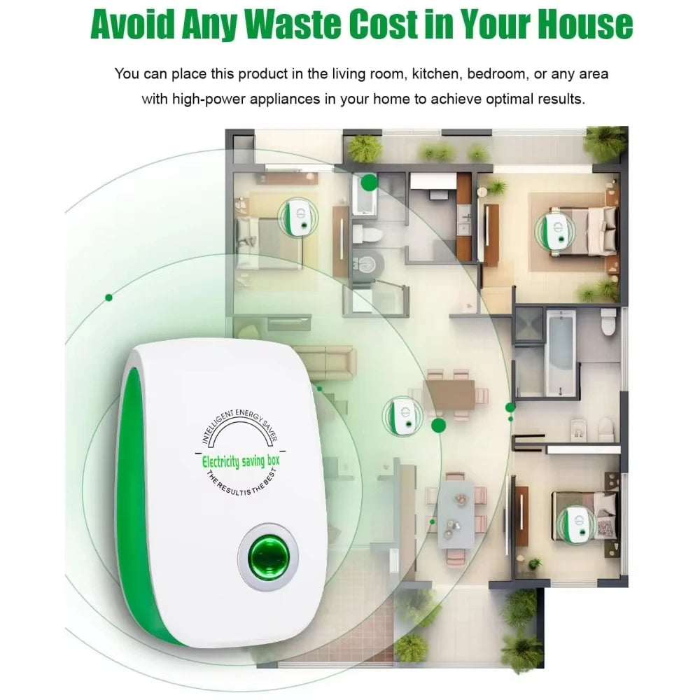 Smart Electricity Saving Box – US/EU Adapter, Intelligent Power Factor Saver for Home & Office Energy Cost Reduction