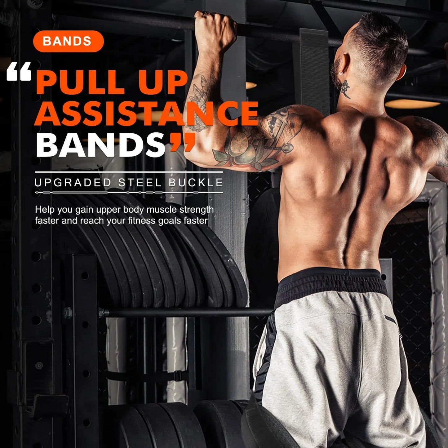 Pull-Up Assist Band with Elastic Rope – Home Fitness Power Trainer for Men, Latex Resistance Pull Bar