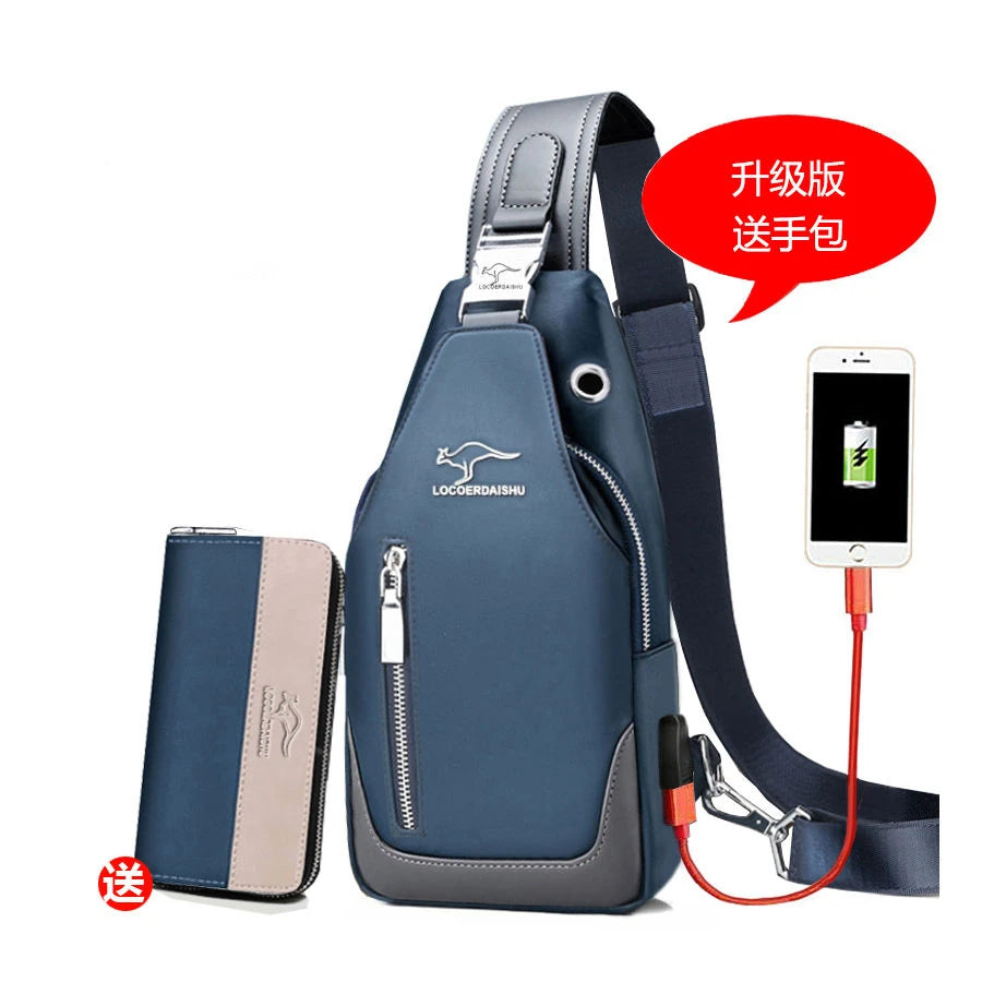 Men's Waterproof Oxford Chest Bag – Korean Style Casual Sport Crossbody Shoulder Messenger Bag