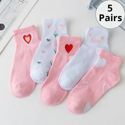 Women's Pink Cat Short Tube Socks - Cute Low Top Casual Socks, 5/10/20 Pairs
