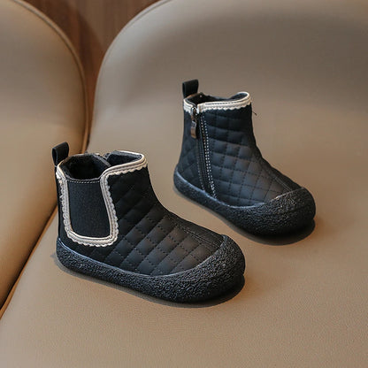 Autumn Winter Baby Girls Boots — Waterproof, Windproof, Non-Slip Plush Ankle Shoes for Kids