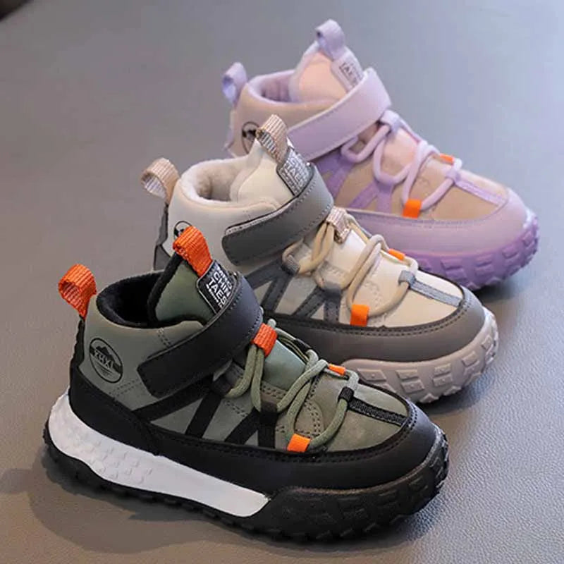 Children’s Autumn Winter Sneakers – Plush Cashmere Lined Sport Shoes for Boys & Girls, Warm Casual Running Flats for Teens