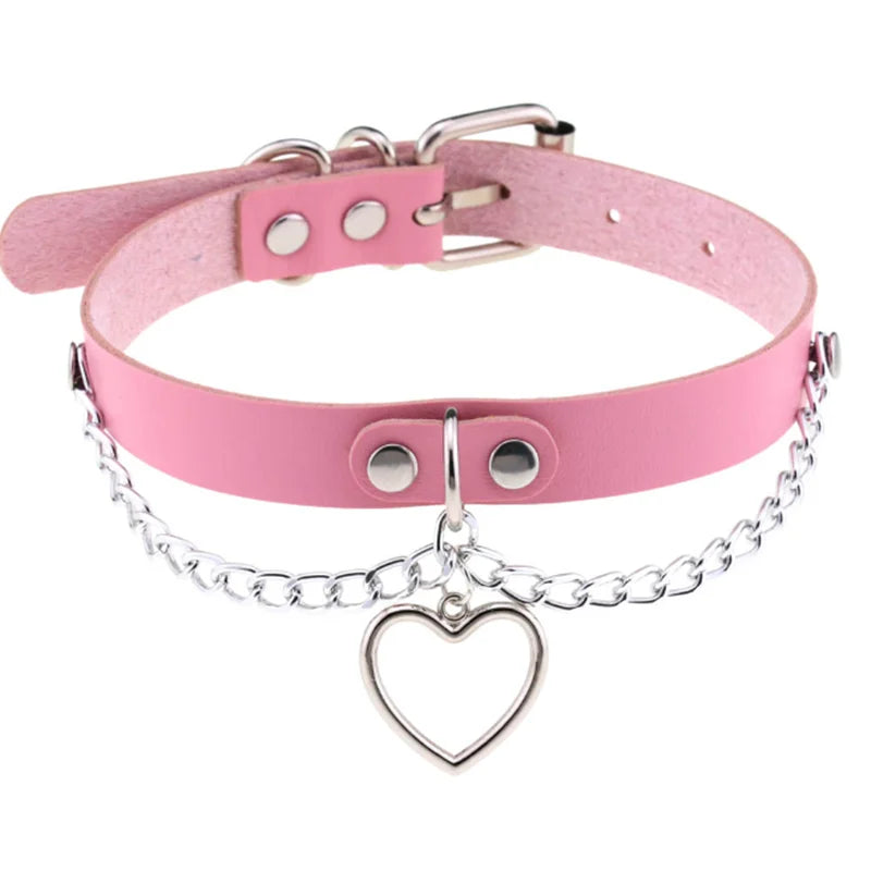 Harajuku Cosplay Rivet Star Punk Rock Gothic Collar — Sexy PU Leather Heart Cross Spike Choker Jewelry for Women