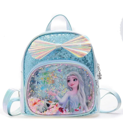 Disney Frozen Elsa & Anna Sequins Backpack - Fashion Glitter PU Leather School Bag for Girls, Kawaii Travel Backpack & Christmas Gift