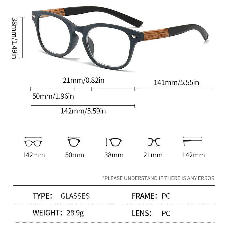 Fashion Presbyopia Reading Glasses for Men & Women – Anti-Blue Light Hyperopia Eyewear, Diopter +1.0 to +3.5