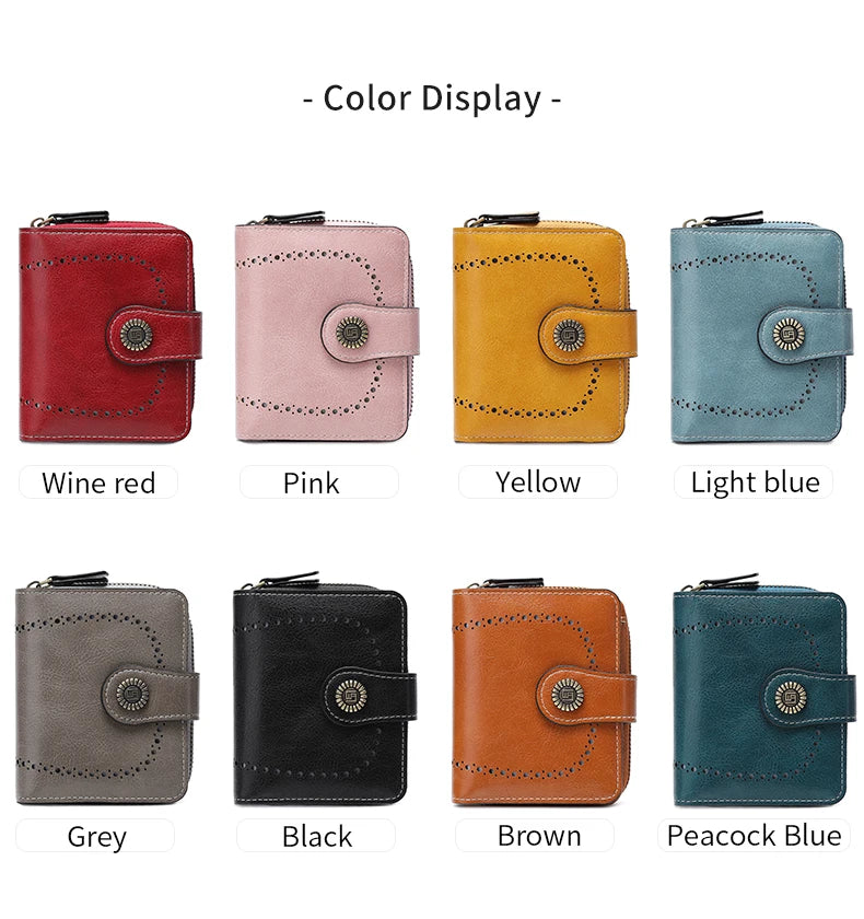 Retro Hollow-Out Short Purse for Women – Multi-Card Zipper Wallet, European & American Fashion Design