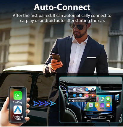 PLAYAIBOX Wireless CarPlay Adapter – 2-in-1 Dongle for Wireless CarPlay & Android Auto for iPhone & Android (Benz, Audi, Kia, Chery, Jeep)