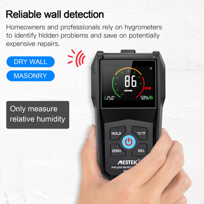Non-Contact Wood Moisture Meter - Digital Electromagnetic Timber Humidity Tester with Color Screen