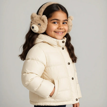 Kids Bear Fuzzy Earmuffs - Cozy Warm Winter Ear Warmers for Girls & Boys