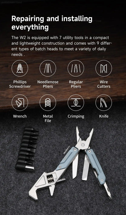 NexTool Light Wrench W2 Multitool – Folding Pliers, Large Spanner, Screwdriver & Portable EDC Home Repair Tool