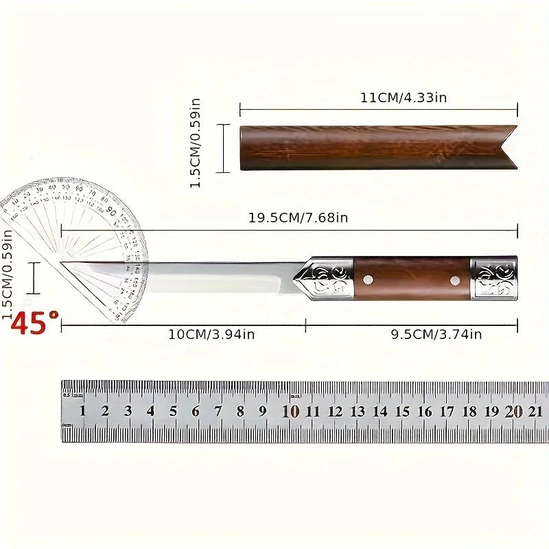 Premium Stainless Steel Utility Knife - Carved Outdoor Pocket Knife for Meat Cutting, Fruit Peeling and Portable Use