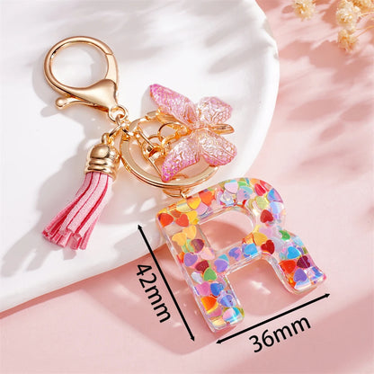 A-Z Letter Pendant Keychain - Tassel Key Ring Charm for Women & DIY Jewelry Making