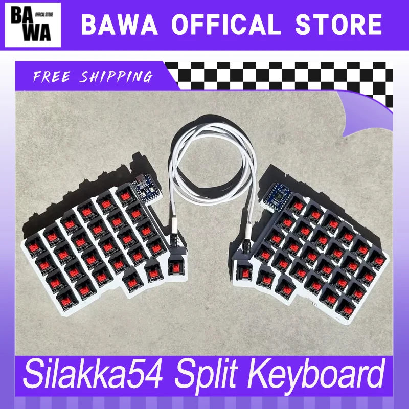 Silakka54 Split Wired Hot-Swap Keyboard — Ergonomic RP2040zero, QMK/VIAL Supported, Custom PC Gamer Accessory