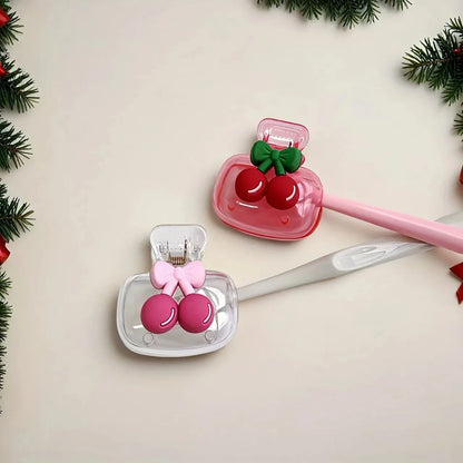 Cute Cherry Toothbrush Holder - Dual Hole Drainage & Ventilated Toothbrush Head Protector for Bathroom Storage