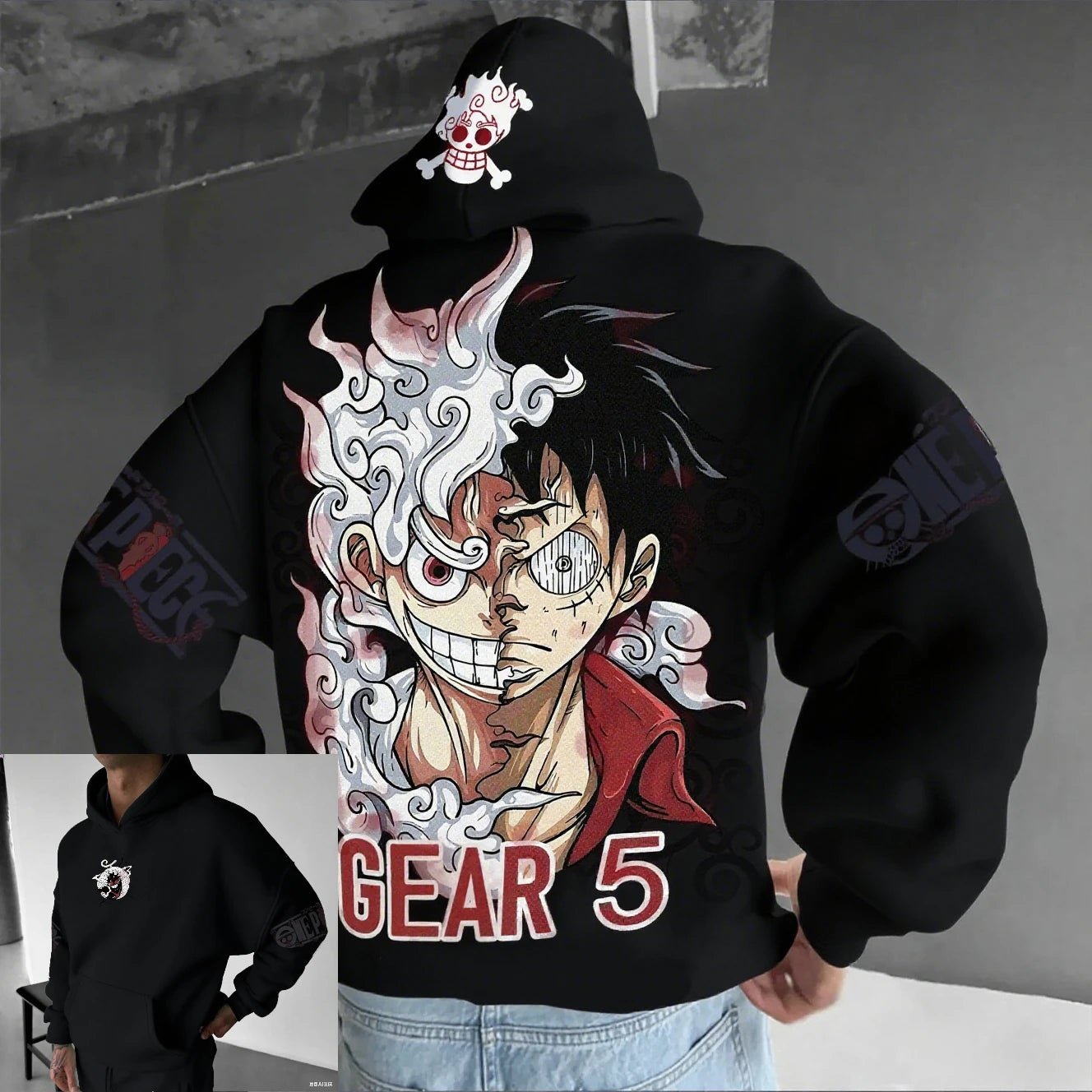 One Piece Luffy Gear 5 Nika Hoodie – Anime Streetwear Pullover Sweatshirt for Men & Women