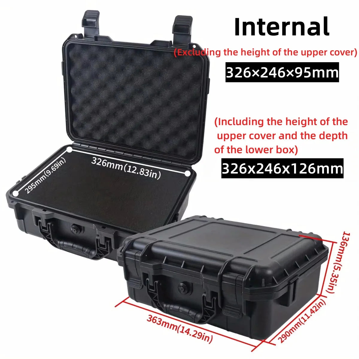 Waterproof Hard Tool Carry Case - Protective Storage Box with Pre-Cut Sponge Organizer for Equipment