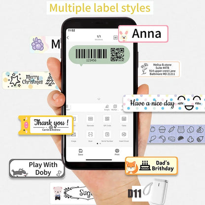 NIIMBOT D11 Portable Thermal Label Maker | Wireless No-Ink Printing Machine for Home & Office