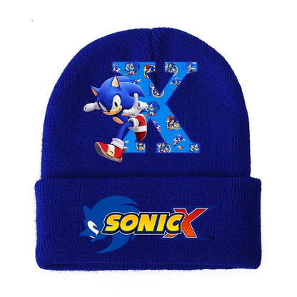 Sonic Cartoon Kids Knitted Hat – Cotton Winter Woolen Cap for Boys & Girls, Cute Anime Headgear Gift