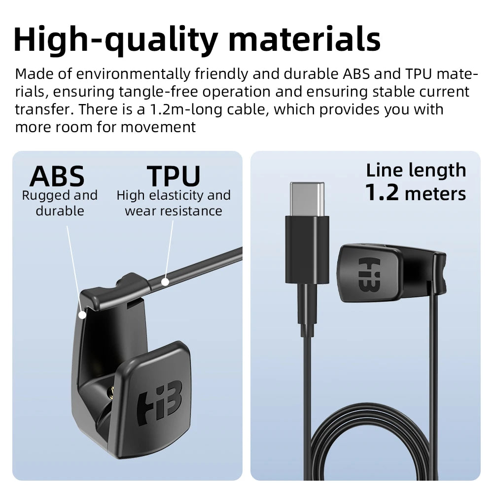 HIBLOKS Ray-Ban Meta Wayfarer Fast Charging Type-C Cable 1.2m for RW4006 RW4008 Lightweight Portable Charger