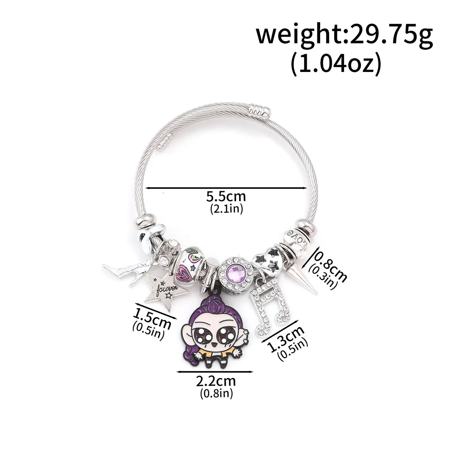 Y2K K-Pop Demon Hunters Bead & Enamel Pendant Bracelet – HUNTR/X Bangle Cosplay Jewelry Gift