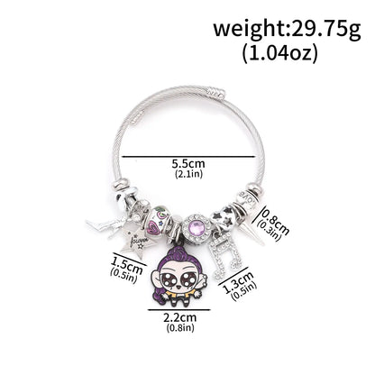 Y2K K-Pop Demon Hunters Bead & Enamel Pendant Bracelet – HUNTR/X Bangle Cosplay Jewelry Gift