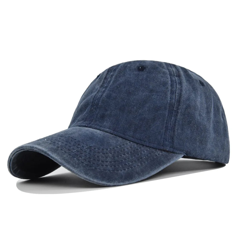 Baseball Snapback Cap – Pure Color Cowboy Hat, Water-Washed Hip Hop Fitted Cap for Men & Women, Spring & Autumn