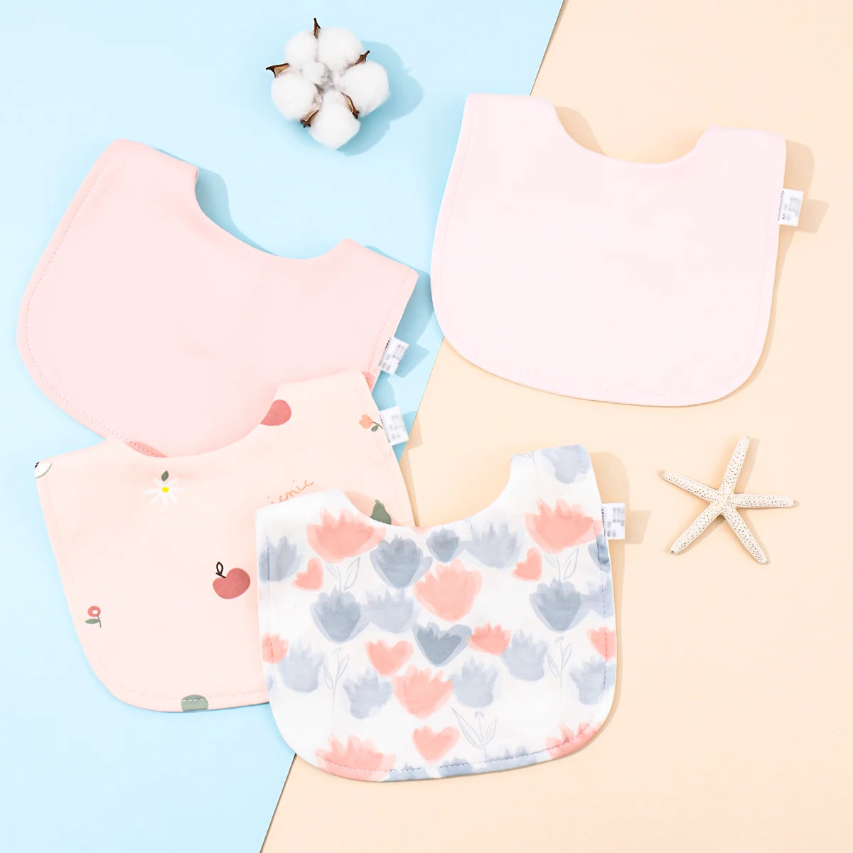 Cotton Baby Bib Set - Adjustable Soft Infant Feeding Bibs Burp Cloths Bandana Scarf for Boys & Girls