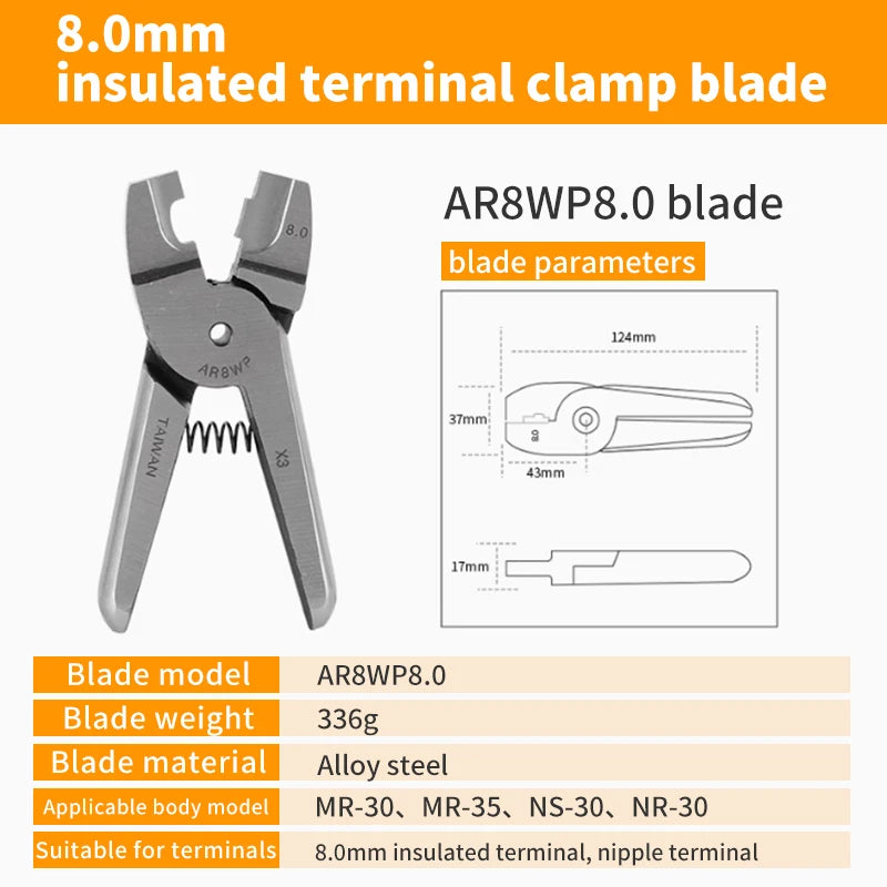 MR-30 Pneumatic Crimping Pliers Cutter Head - Air Shears Tool Part for AR8WP, A8WP3 & A8WP Terminals
