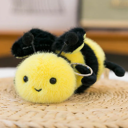 Small Insect Plush Keychain – Cute Snail & Bee Stuffed Doll Bag Pendant, Creative Toy Gift for Birthday
