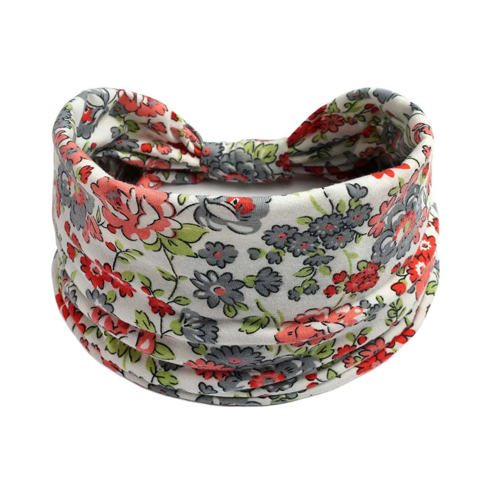 Bohemian Wide Cotton Stretch Headband for Women – Turban Headwrap, Bandage Hairband, Bandana Hair Accessories