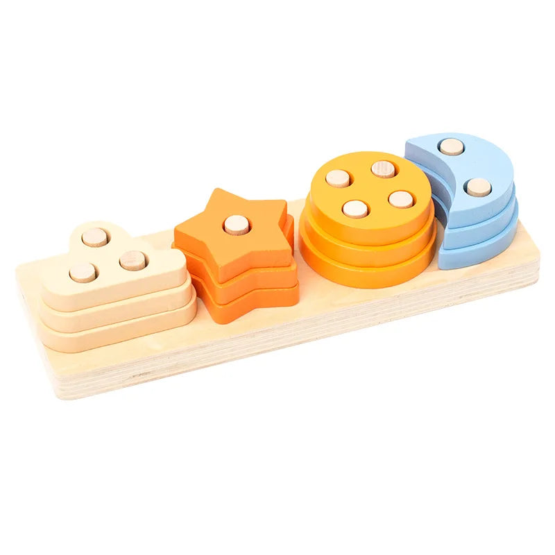 Montessori Wooden Building Blocks – Early Learning Educational Color & Shape Puzzle Toys for Kids