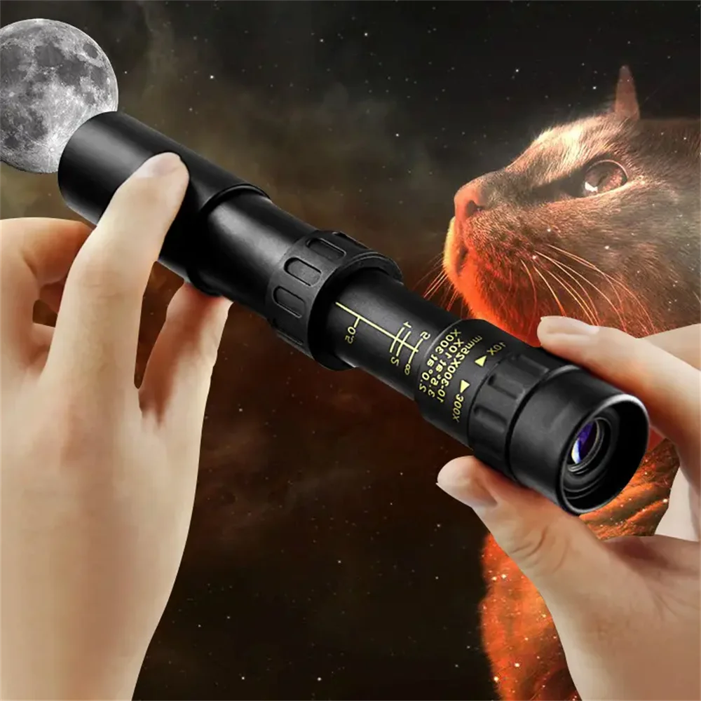 Professional HD 10–300x Zoom Monocular Telescope – Long Range Portable Scope for Outdoor Adventures & Wildlife Viewing