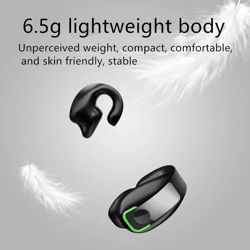 Wireless TWS Bluetooth 5.3 Earphones with Ear Clip and Microphone - Sports HiFi Stereo Headset for Xiaomi iPhone