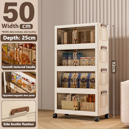 Installation-Free Foldable Storage Cabinet – Plastic Organizer for Kids’ Clothes & Snacks